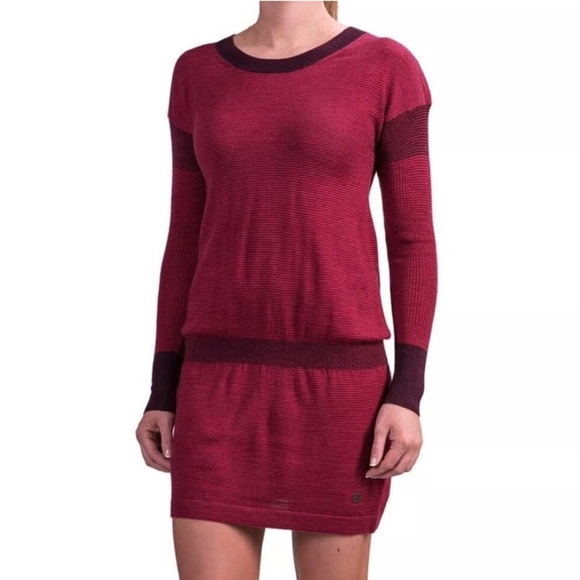 Smartwool Burgundy Tabaretta Merino Wool Blend Long Sleeve Dress - Picture 1 of 9